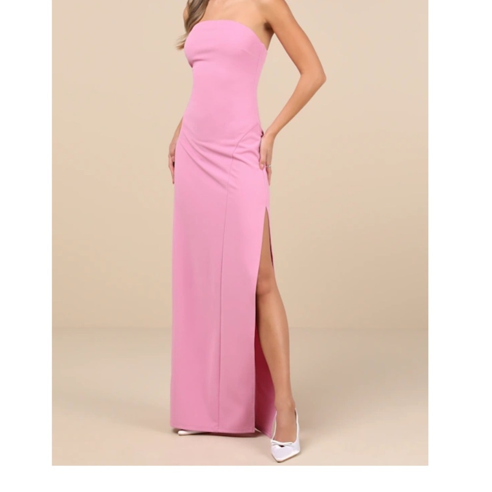 Lulu's Strapless Blush Pink Gown